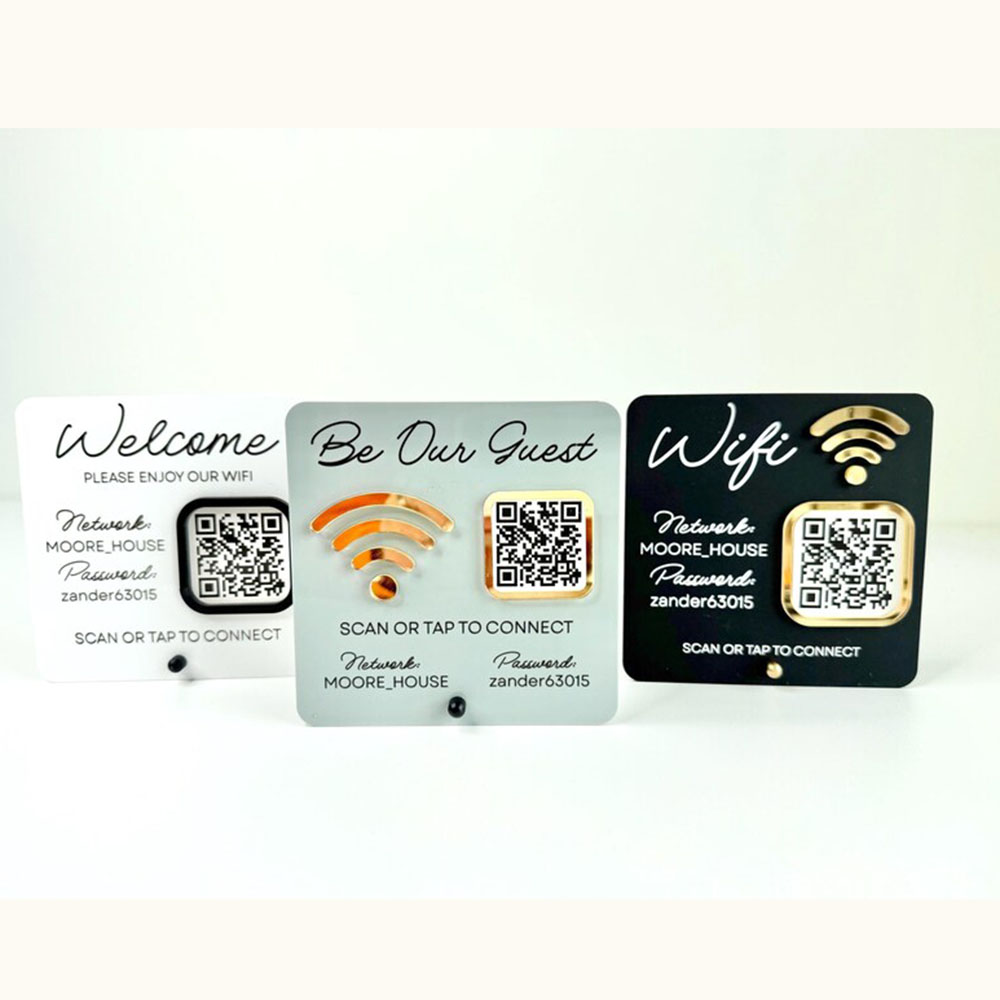 Airbnb Smart Home - Personalizowany akrylowy znak WiFi z kodem