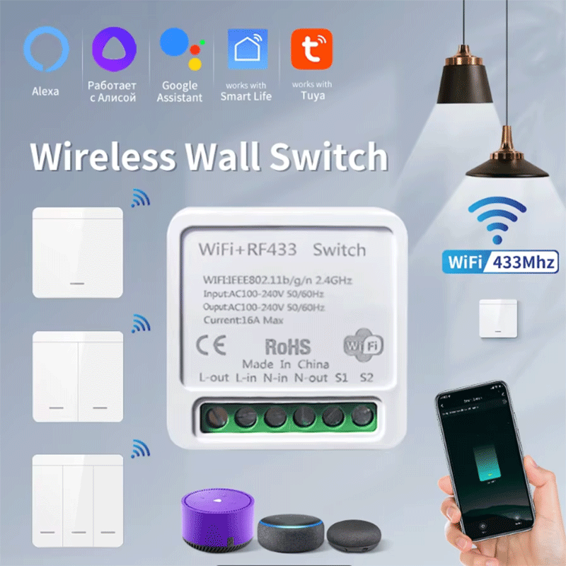 Smart Home Web - Inteligentny włącznik światła WiFi Tuya, bezprzewodowy