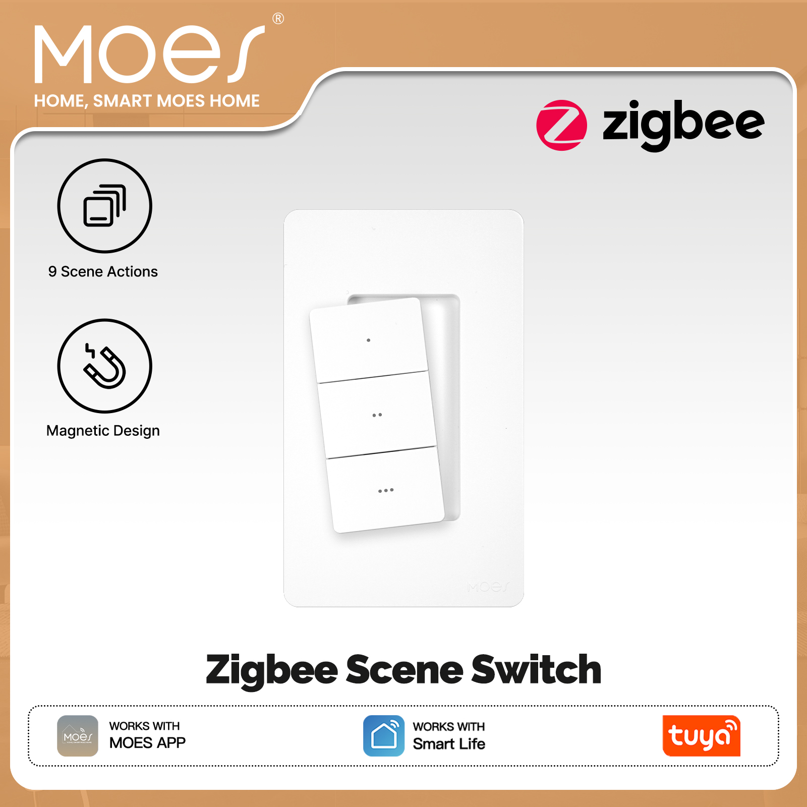Smart Light Switch - MOES Tuya Zigbee Inteligentny Bezprzewodowy Przełącznik