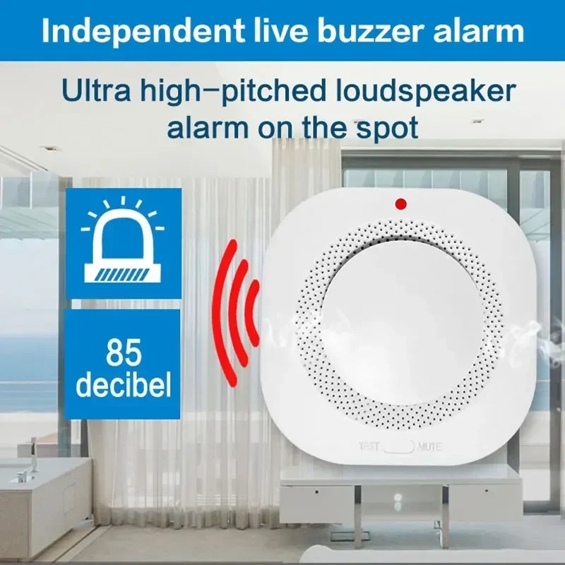 Smart Smoke Detector - Czujnik dymu i ognia 3w1, niezależny,